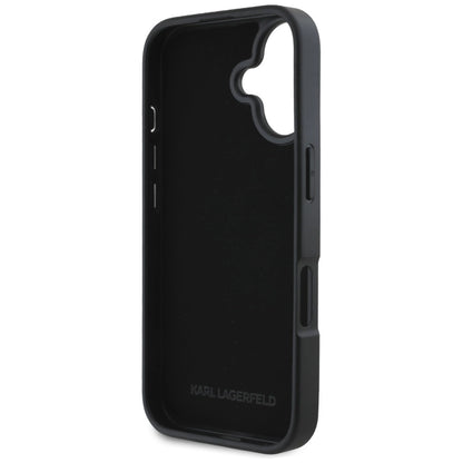 Karl Lagerfeld HC Grained PU Cardslot Metal Elong iPhone 16 Case - Black_6