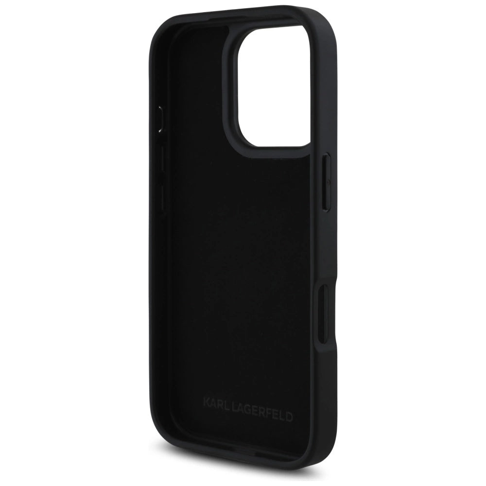 Karl Lagerfeld HC Grained PU Cardslot Metal Elong iPhone 16 Pro Case - Black_6