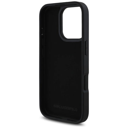 Karl Lagerfeld HC Grained PU Cardslot Metal Elong Case for iPhone 16 Pro Max - Black_6