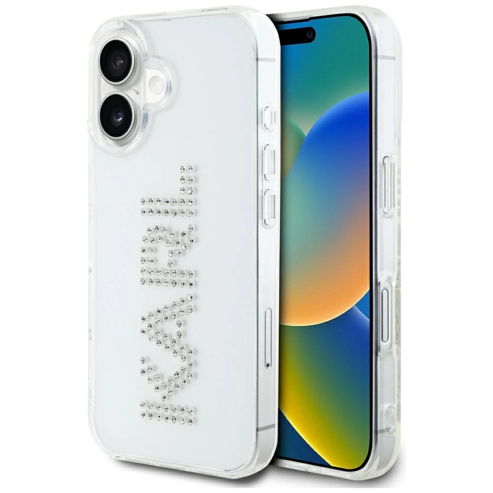 Karl Lagerfeld IML Rhinestones Logo iPhone 16 Case - Transparent_0