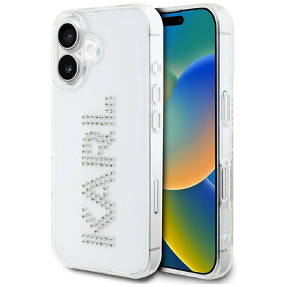 Karl Lagerfeld IML Rhinestones Logo iPhone 16 Case - Transparent_0