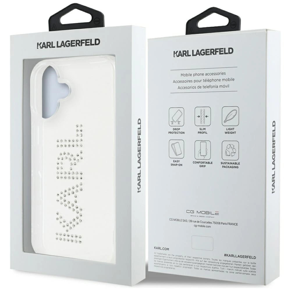 Karl Lagerfeld IML Rhinestones Logo iPhone 16 Case - Transparent_7