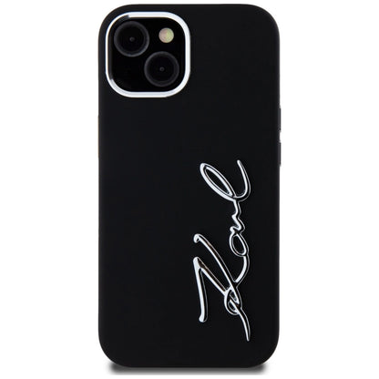 Karl Lagerfeld Silicone Metal Script Logo iPhone 15 Case - Black_2