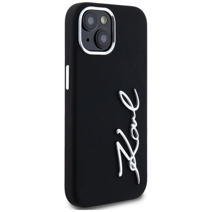 Karl Lagerfeld Silicone Metal Script Logo iPhone 15 Case - Black_3
