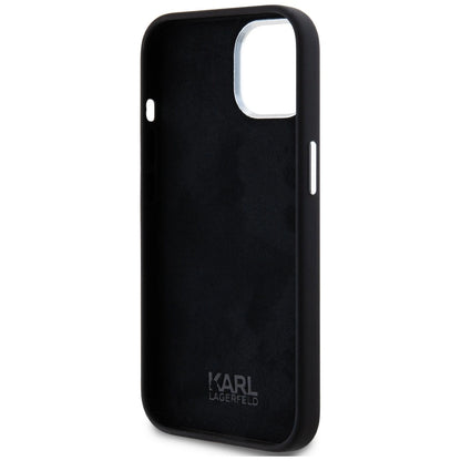 Karl Lagerfeld Silicone Metal Script Logo iPhone 15 Case - Black_6