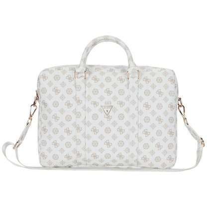 Guess 4G Peony Front Pocket Zipper Triangle Logo Laptop Bag 16&quot; - White_0