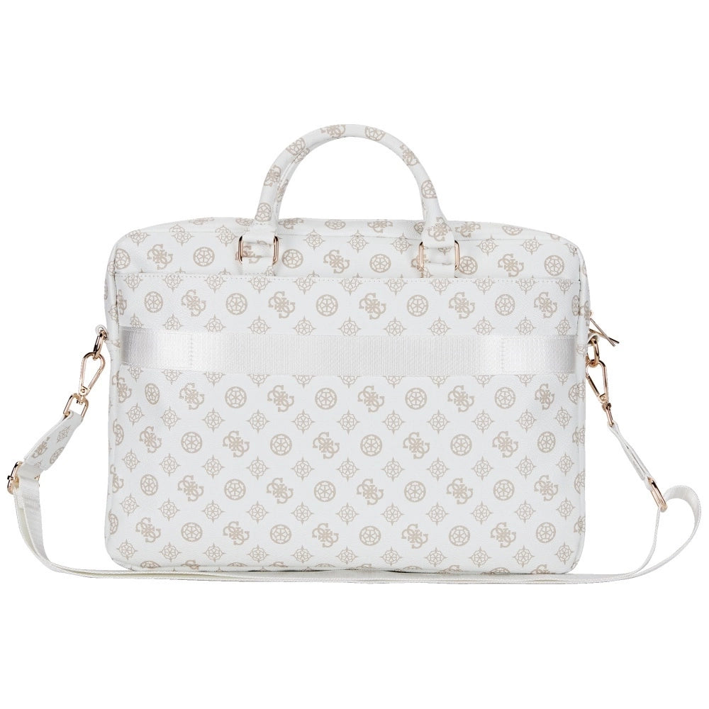 Guess 4G Peony Front Pocket Zipper Triangle Logo Laptop Bag 16&quot; - White_1