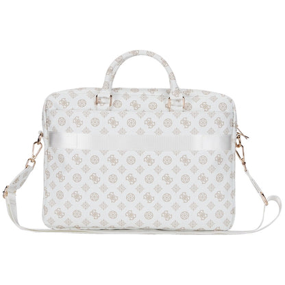 Guess 4G Peony Front Pocket Zipper Triangle Logo Laptop Bag 16&quot; - White_1