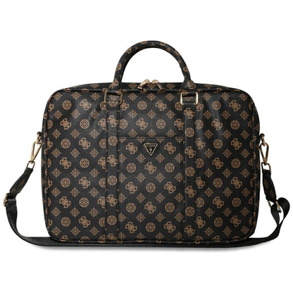 Guess 4G Peony Front Pocket Zipper Triangle Logo Laptop Bag 16" - Black_0