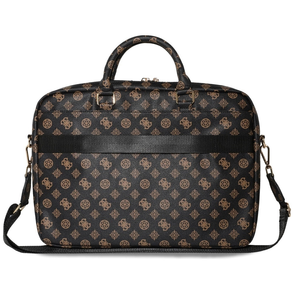 Guess 4G Peony Front Pocket Zipper Triangle Logo Laptop Bag 16" - Black_1