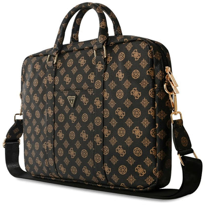 Guess 4G Peony Front Pocket Zipper Triangle Logo Laptop Bag 16" - Black_2
