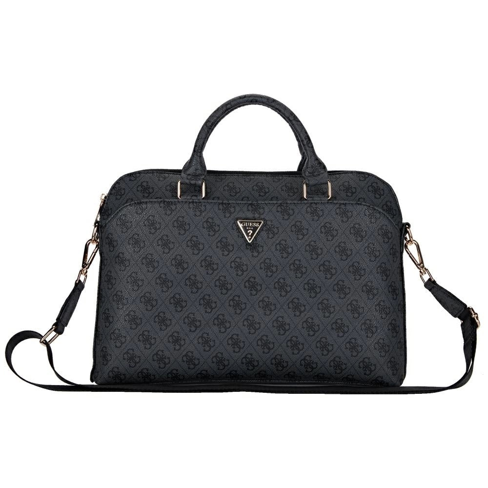 Guess 4G Zipper Pocket Triangle Logo 15&quot; Laptop Bag - Black_0