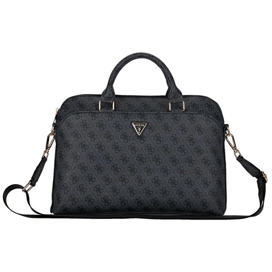 Guess 4G Zipper Pocket Triangle Logo 15&quot; Laptop Bag - Black_0