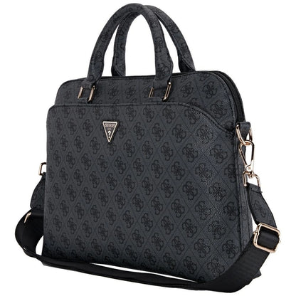 Guess 4G Zipper Pocket Triangle Logo 15&quot; Laptop Bag - Black_2