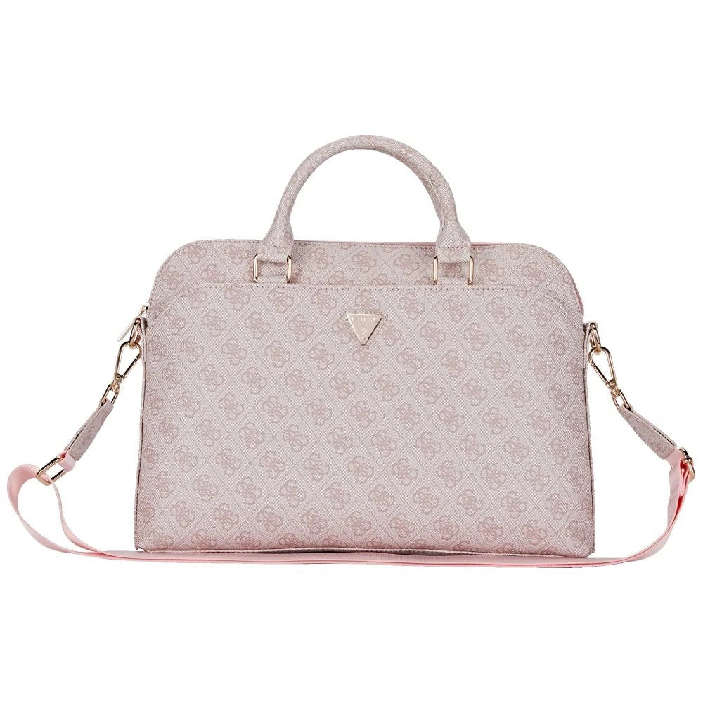 Guess 4G Zipper Pocket Triangle Logo 15&quot; Laptop Bag - Pink_0