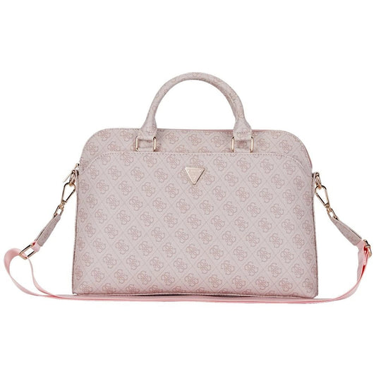 Guess 4G Zipper Pocket Triangle Logo 15&quot; Laptop Bag - Pink_0