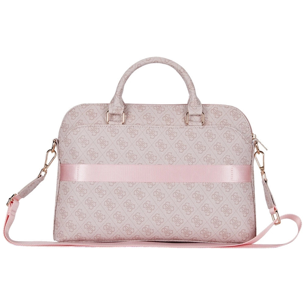 Guess 4G Zipper Pocket Triangle Logo 15&quot; Laptop Bag - Pink_1