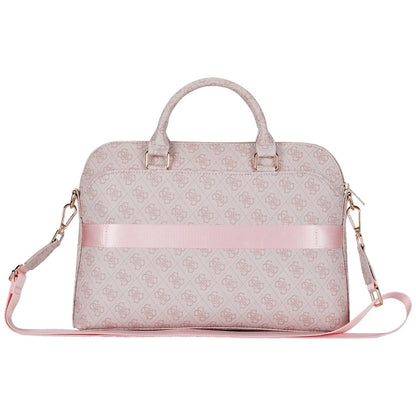 Guess 4G Zipper Pocket Triangle Logo 15&quot; Laptop Bag - Pink_1