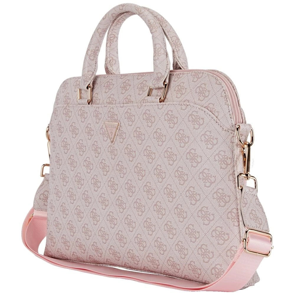 Guess 4G Zipper Pocket Triangle Logo 15&quot; Laptop Bag - Pink_2