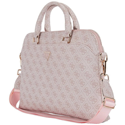 Guess 4G Zipper Pocket Triangle Logo 15&quot; Laptop Bag - Pink_2