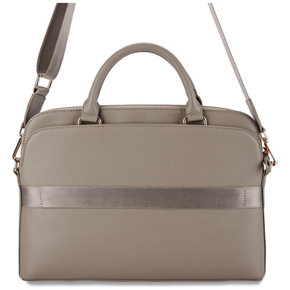 Guess Grained Zipper Pocket Triangle Logo 15&quot; Laptop Bag - Brown_1