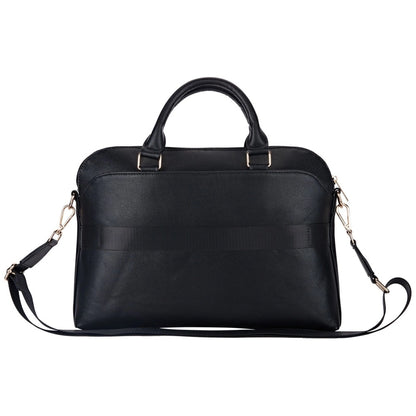 Guess Grained Zipper Pocket Triangle Logo 15&quot; Laptop Bag - Black_1