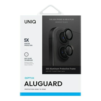 Uniq Optix Aluminum Camera Lens Protector iPhone 16 / 16 Plus with applicator - black_1