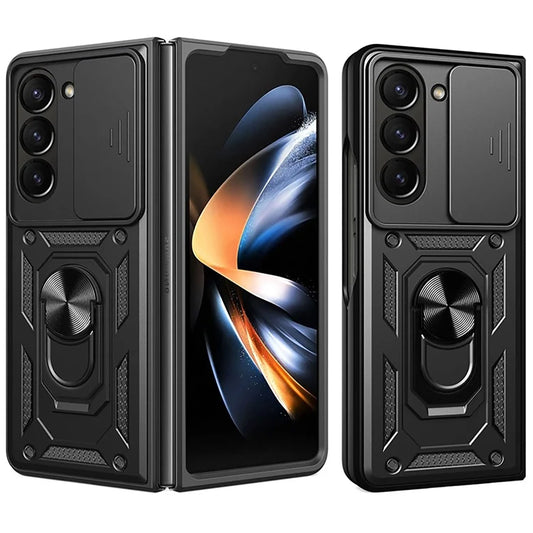 Hybrid Armor Camshield Armored Case with Stand and Camera Cover for Samsung Galaxy Z Flip 7 - Black_0