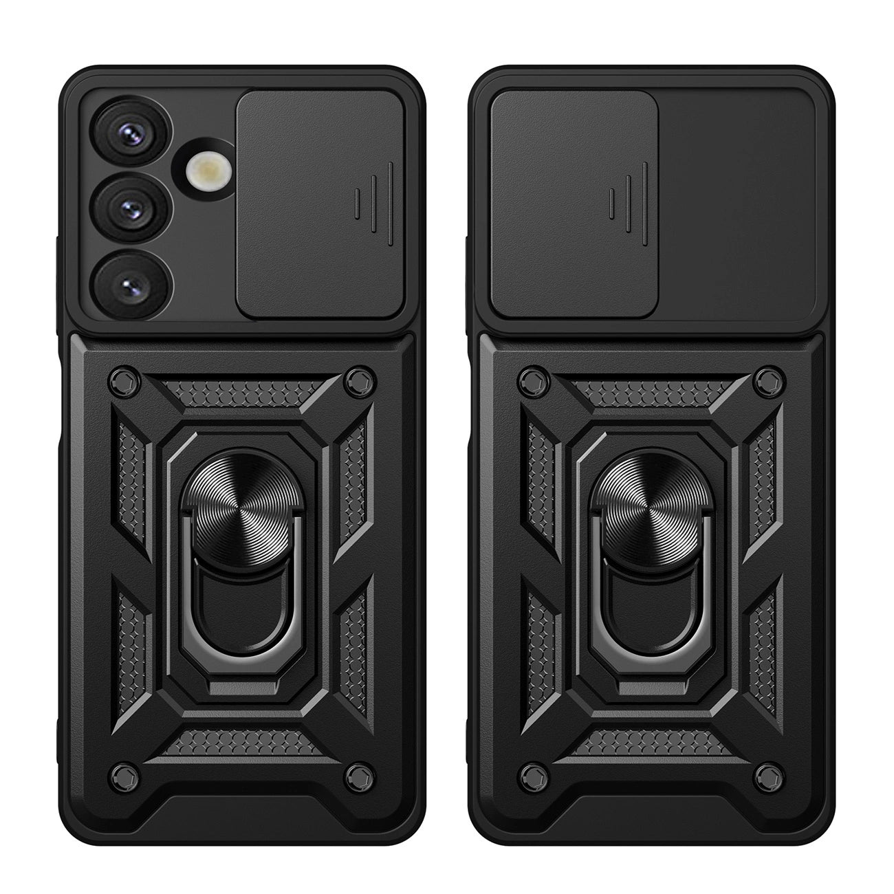 Hybrid Armor Camshield Case with Stand and Camera Cover for Oppo F29 Pro 5G - Black_4