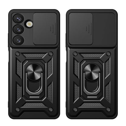Hybrid Armor Camshield Case with Stand and Camera Cover for Oppo F29 Pro 5G - Black_4