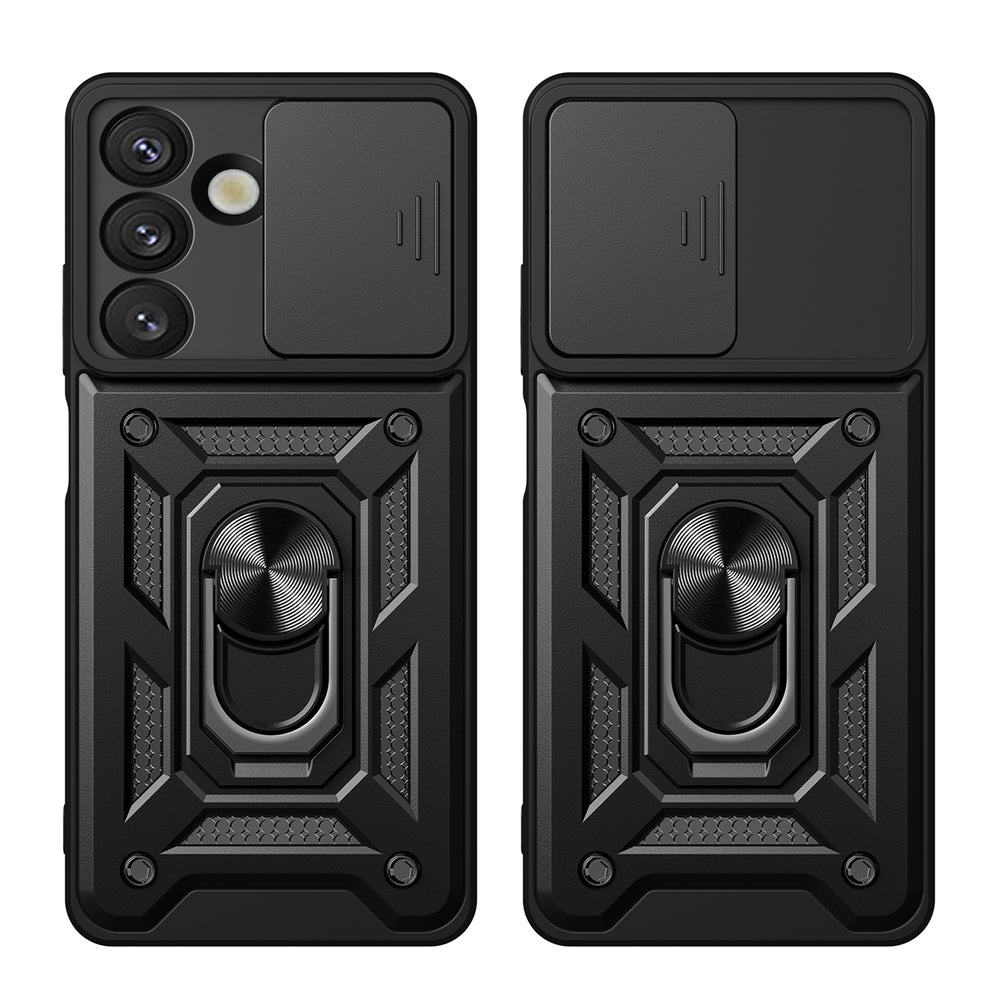 Hybrid Armor Camshield Case with Stand and Camera Cover for Realme 14 Pro+ 5G - Black_4