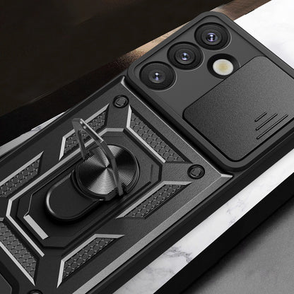 Hybrid Armor Camshield Armored Case with Stand and Camera Cover for Xiaomi 15 5G - Black_5