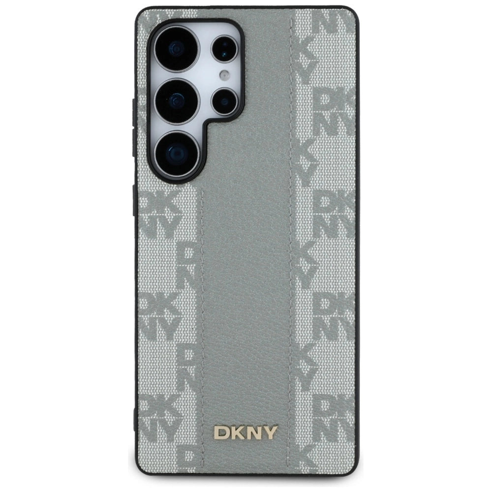 DKNY Leather Checkered Pattern MagSafe Case for Samsung Galaxy S25 Ultra - Gray_2