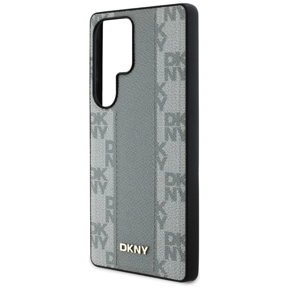 DKNY Leather Checkered Pattern MagSafe Case for Samsung Galaxy S25 Ultra - Gray_5