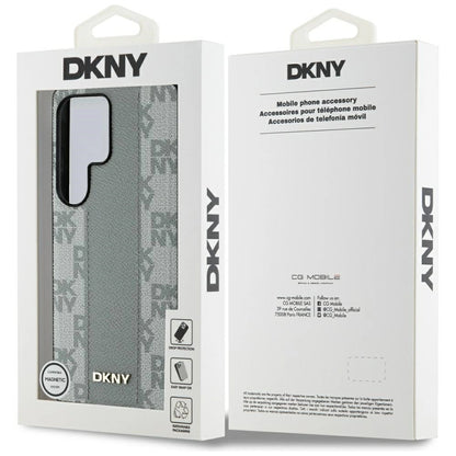 DKNY Leather Checkered Pattern MagSafe Case for Samsung Galaxy S25 Ultra - Gray_7