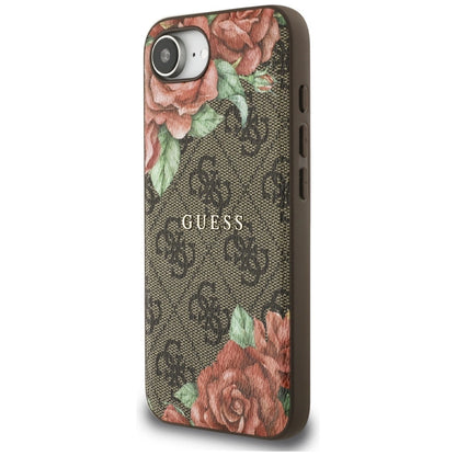 Guess 4G Flowers Print MagSafe case for iPhone 16e - brown_1