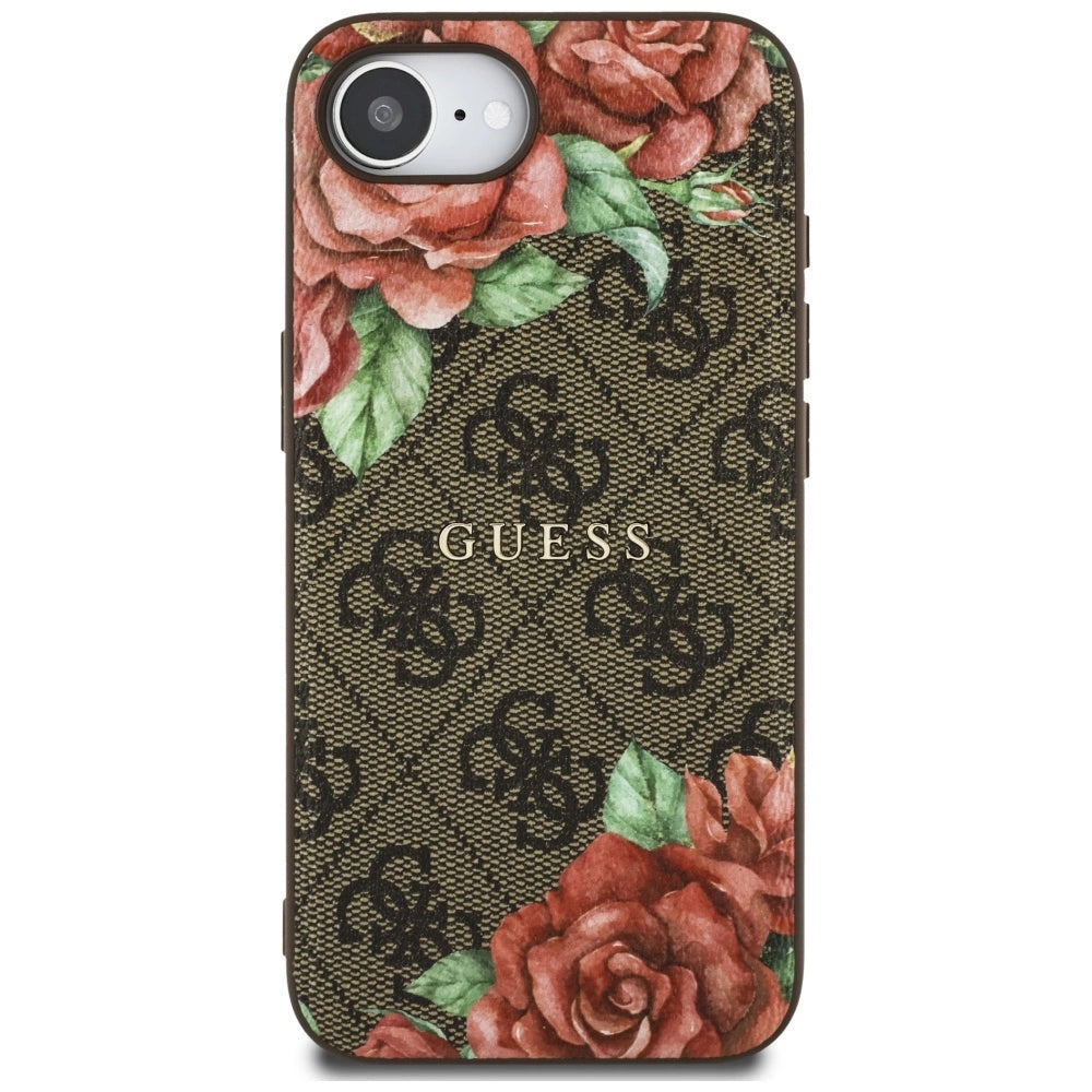 Guess 4G Flowers Print MagSafe case for iPhone 16e - brown_2