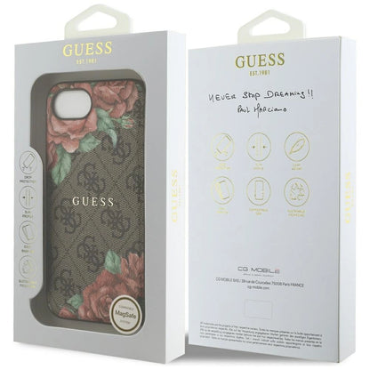 Guess 4G Flowers Print MagSafe case for iPhone 16e - brown_7