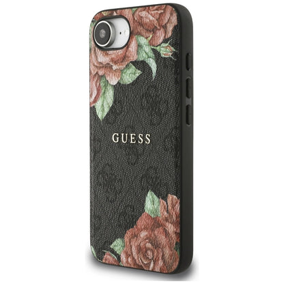 Guess 4G Flowers Print MagSafe case for iPhone 16e - black_1