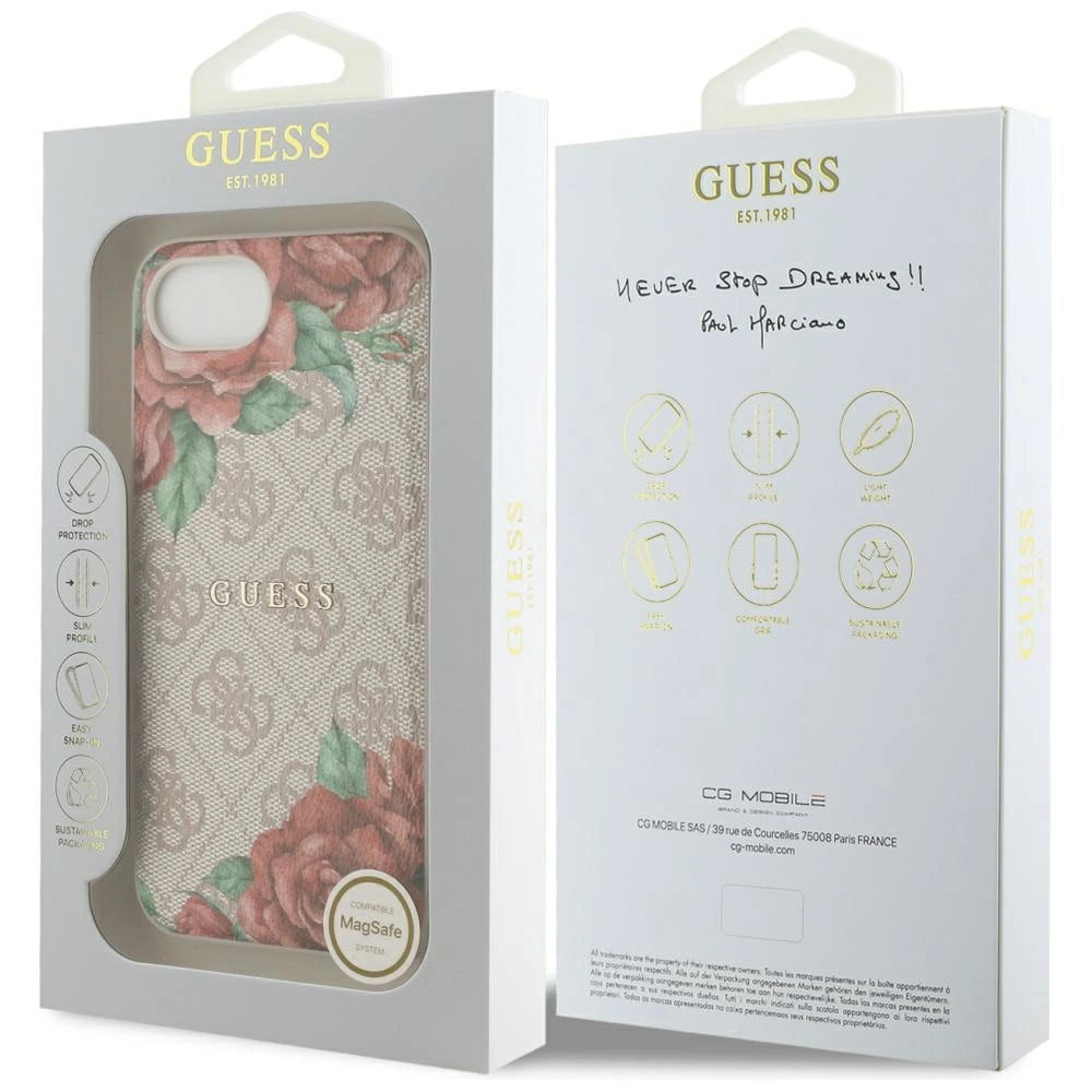 Guess 4G Flowers Print MagSafe iPhone 16e Case - Pink_7
