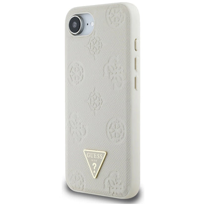 Guess Grained Hot Stamp Peony Triangle Logo MagSafe case for iPhone 16e - beige_1