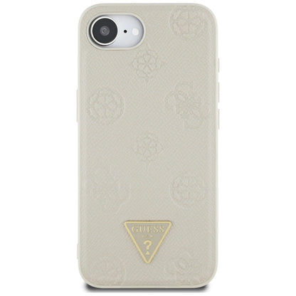 Guess Grained Hot Stamp Peony Triangle Logo MagSafe case for iPhone 16e - beige_2