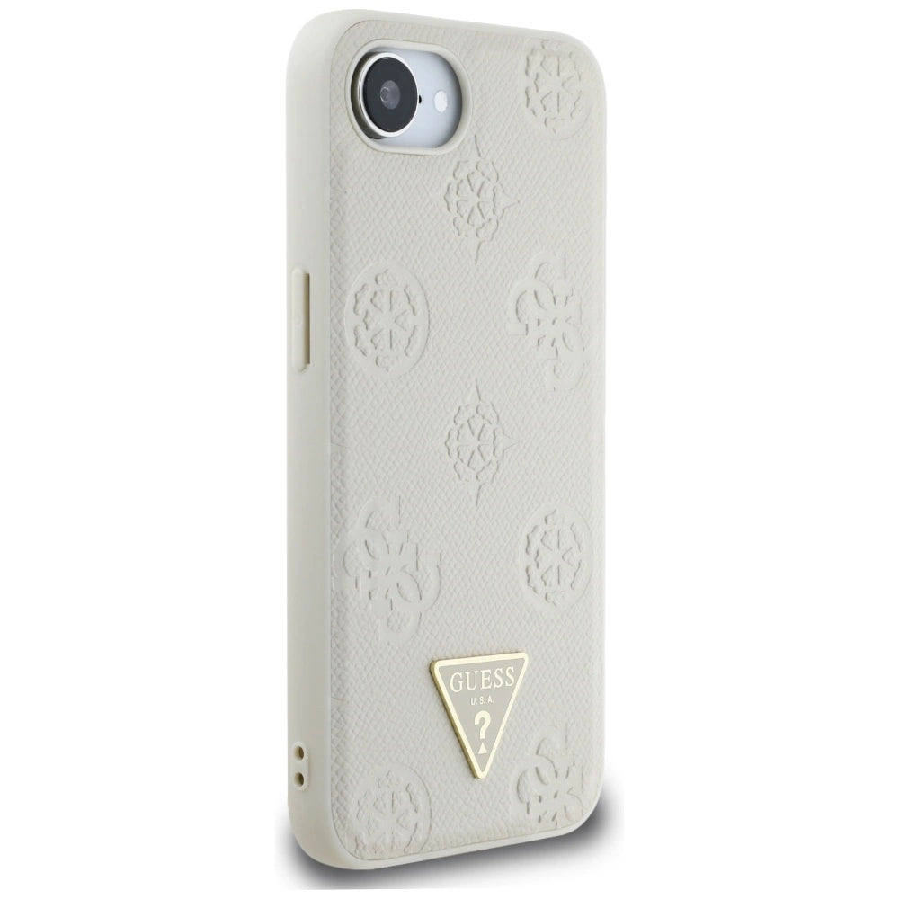 Guess Grained Hot Stamp Peony Triangle Logo MagSafe case for iPhone 16e - beige_3