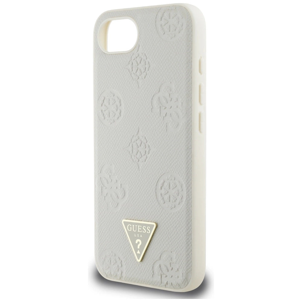 Guess Grained Hot Stamp Peony Triangle Logo MagSafe case for iPhone 16e - beige_5