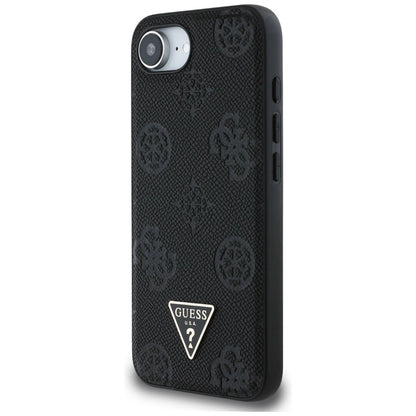Guess Grained Hot Stamp Peony Triangle Logo MagSafe Case for iPhone 16e - Black_1