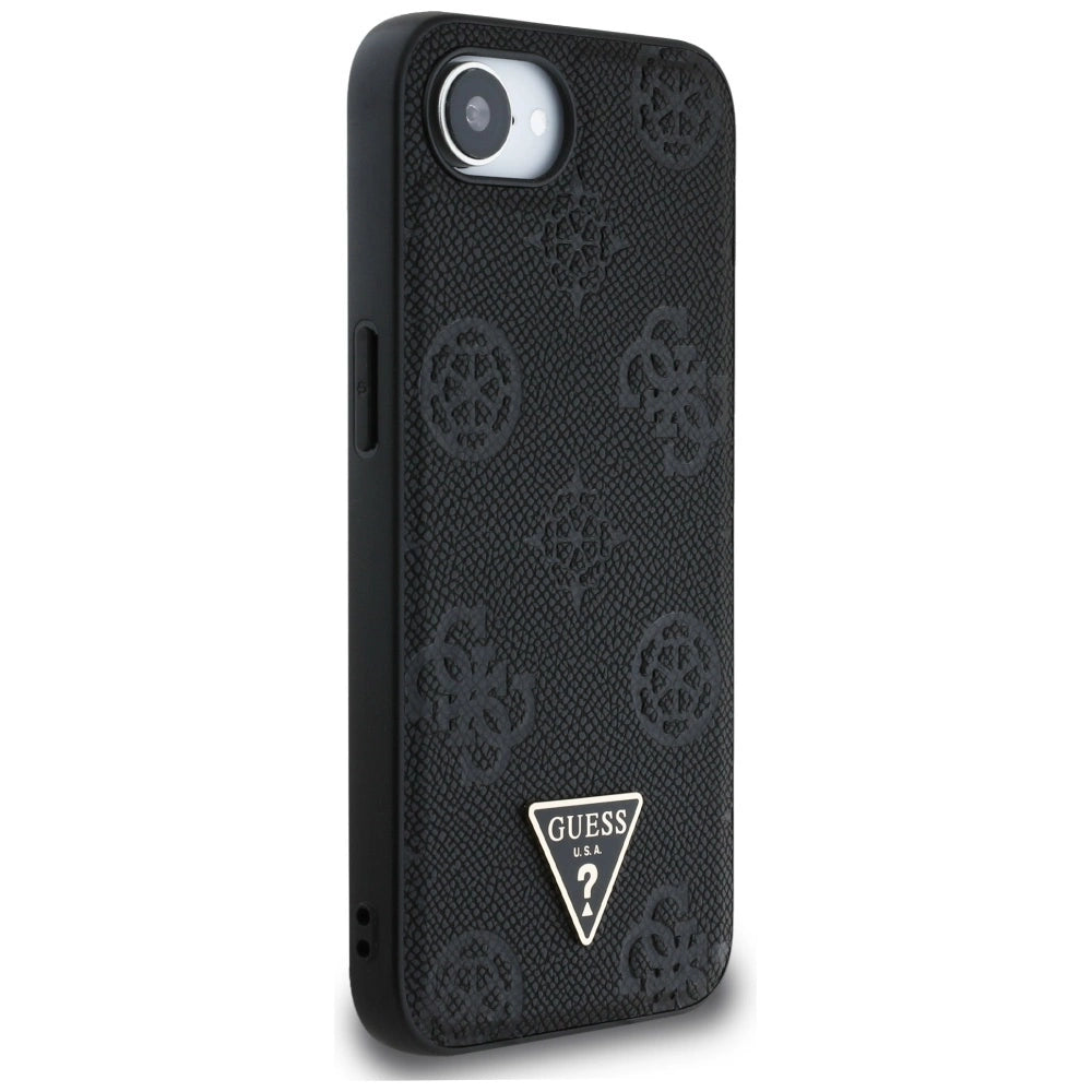 Guess Grained Hot Stamp Peony Triangle Logo MagSafe Case for iPhone 16e - Black_3