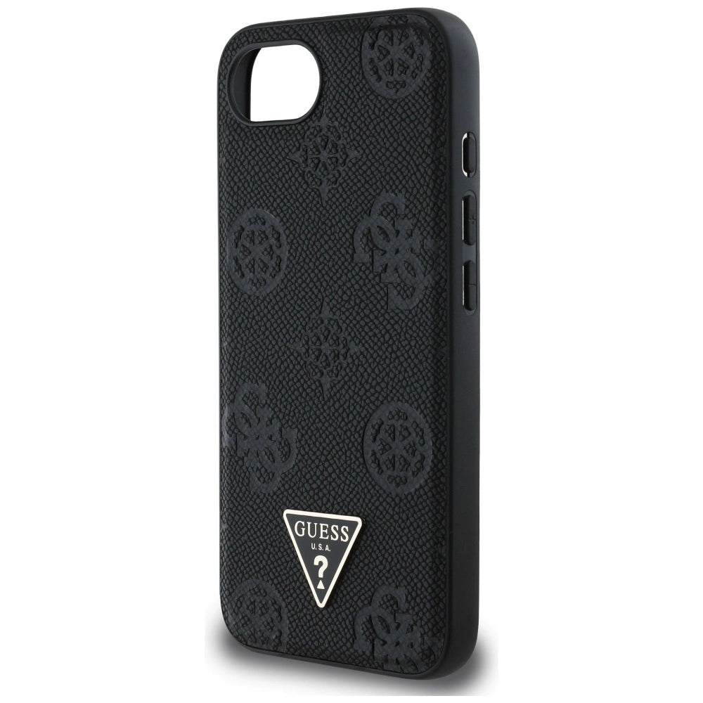 Guess Grained Hot Stamp Peony Triangle Logo MagSafe Case for iPhone 16e - Black_5