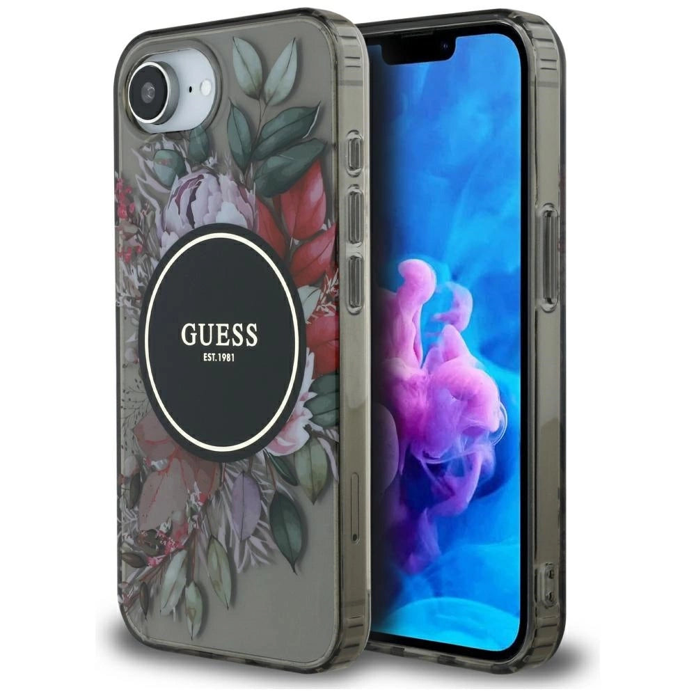 Guess IML Flowers MagSafe iPhone 16e Case - Black_0