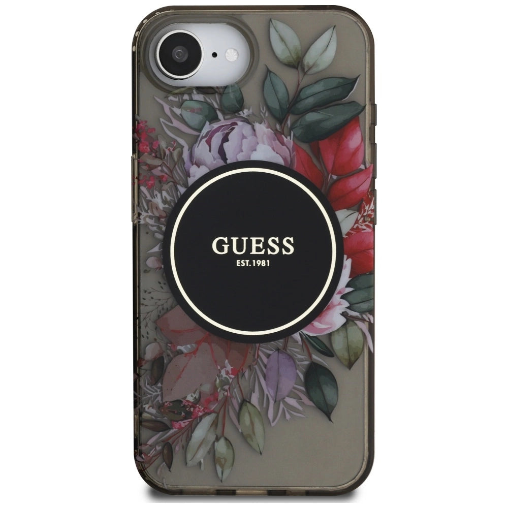 Guess IML Flowers MagSafe iPhone 16e Case - Black_2