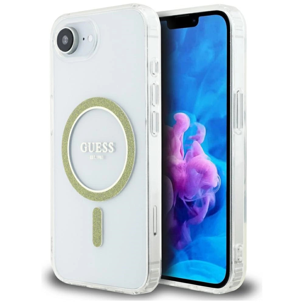 Guess IML Glitter Circle MagSafe iPhone 16e Case - Clear_0